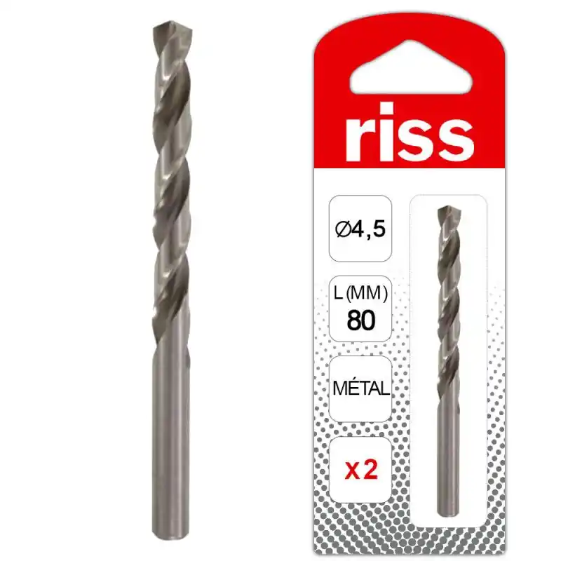Promotion Etui 2 forets à métaux HSS taillés meulés TECN'X Ø4,5mm - Riss
